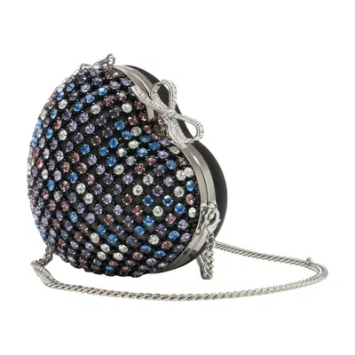 Self-portrait Crystal Heart Clutch Bag In Multi