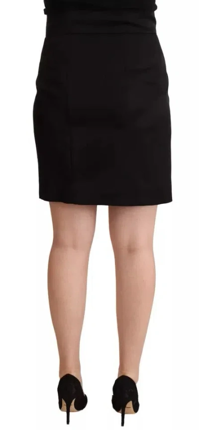 Pre-owned Dolce & Gabbana Black Silk High Waist Mini Pencil Cut Women's Skirt ()