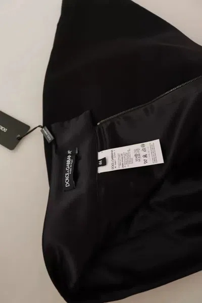 Pre-owned Dolce & Gabbana Black Silk High Waist Mini Pencil Cut Women's Skirt ()