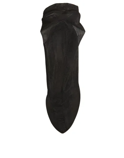 Pre-owned Dolce & Gabbana Black Silk Mesh Sock Style Heels Boots Women's Shoes ()