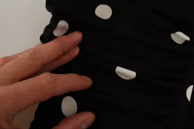 Pre-owned Dolce & Gabbana Black Silk Polka Dots V-neck Sheath Midi Women's Dress ()