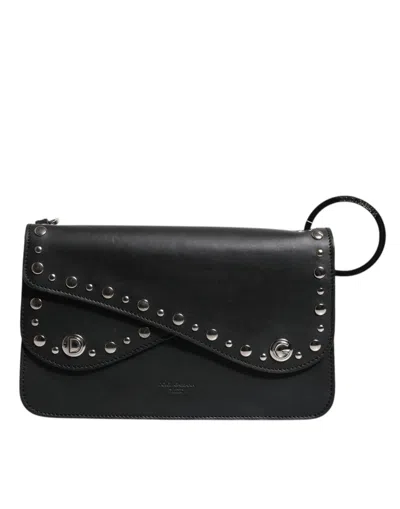 Pre-owned Dolce & Gabbana Black Small Leather Studded Shoulder Crossbody Women's Bag ()