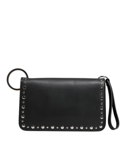 Pre-owned Dolce & Gabbana Black Small Leather Studded Shoulder Crossbody Women's Bag ()