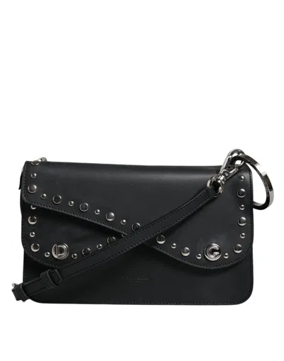 Pre-owned Dolce & Gabbana Black Small Leather Studded Shoulder Crossbody Women's Bag ()
