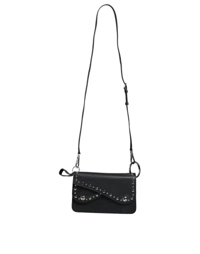 Pre-owned Dolce & Gabbana Black Small Leather Studded Shoulder Crossbody Women's Bag ()