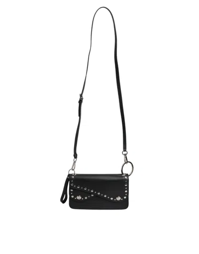 Pre-owned Dolce & Gabbana Black Small Leather Studded Shoulder Crossbody Women's Bag ()