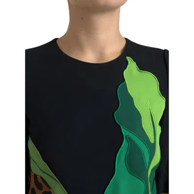 Pre-owned Dolce & Gabbana Black Tiger Jungle Print Sheath Stretch Women's Dress ()