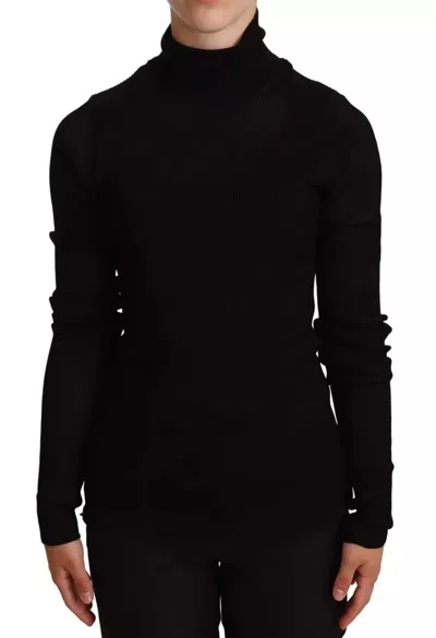 Pre-owned Dolce & Gabbana Black Turtleneck Slim Fit Pullover Women's Sweater ()