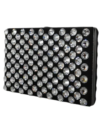 Dolce & Gabbana Black Velvet Crystal Clutch Evening Party Purse Women's Bag In Black
