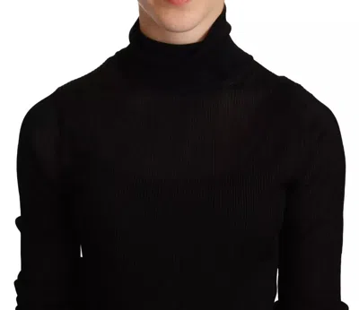 Pre-owned Dolce & Gabbana Black Turtleneck Slim Fit Pullover Women's Sweater ()
