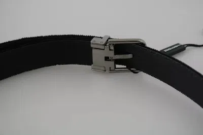 Dolce & Gabbana Black Velvet Leather Silver Buckle Belt In Black