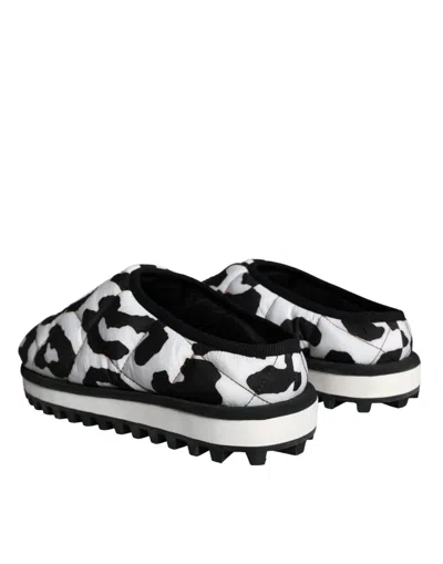 Pre-owned Dolce & Gabbana Black White Quilted Logo Sandals Slides Men's Shoes () In Multi