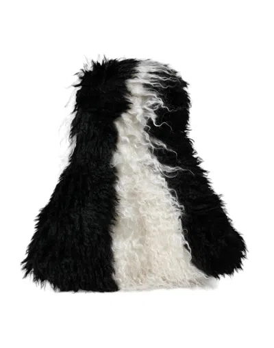 Dolce & Gabbana Black White Stripes Mohair Fur Bucket Women's Hat In Multi