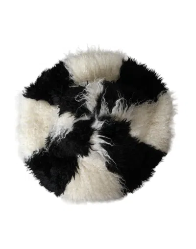 Dolce & Gabbana Black White Stripes Mohair Fur Bucket Women's Hat In Multi