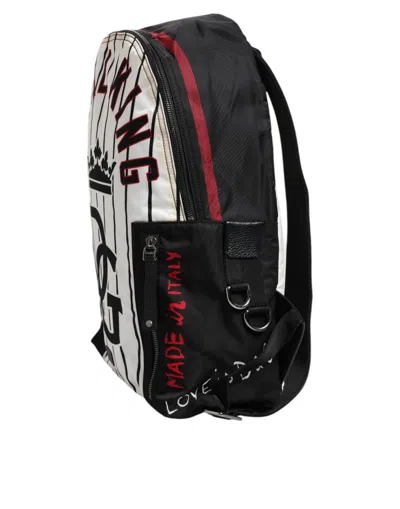 Pre-owned Dolce & Gabbana Black White Vulcano Royal King Print Men Backpack Men's Bag () In Multi
