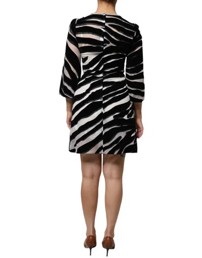 Dolce & Gabbana Black White Zebra A-line Sheath Mini Dress In Black