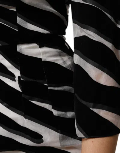 Dolce & Gabbana Black White Zebra A-line Sheath Mini Dress In Black