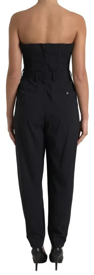 Pre-owned Dolce & Gabbana Black Wool Stretch Strapless Jumpsuit Women's Dress ()