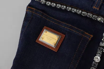 Pre-owned Dolce & Gabbana Blue Denim Stretch Crystal Hot Pants Women's Shorts ()