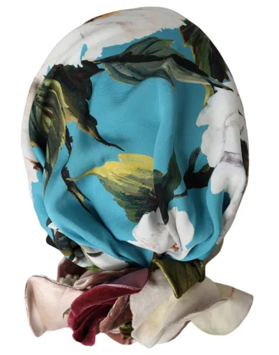 Dolce & Gabbana Blue Floral Motif Turban Head Hat Women's Women In Multi