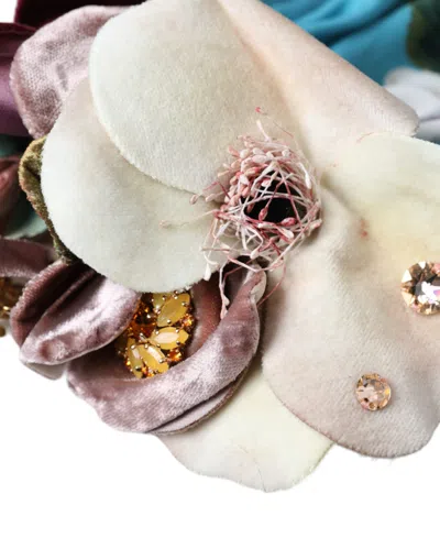 Dolce & Gabbana Blue Floral Motif Turban Head Hat Women's Women In Multi