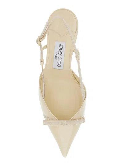 Jimmy Choo Leather Sling Back Pumps With Bow Detail In Neutral