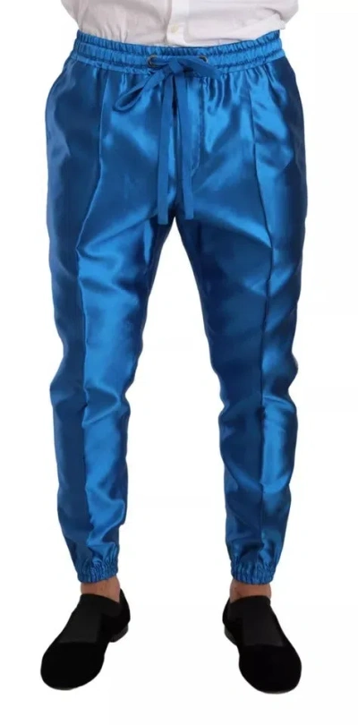 Pre-owned Dolce & Gabbana Blue Jacquard Silk Formal 2 Piece Set Men's Suit ()