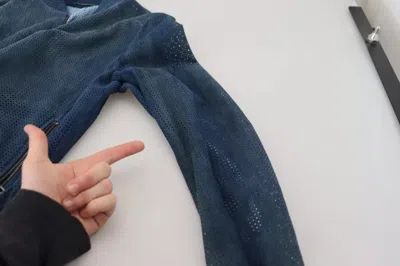 Pre-owned Dolce & Gabbana Blue Leather Perforated Full Zip Men's Jacket ()