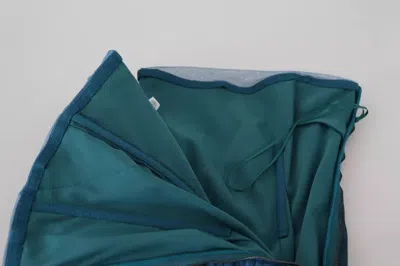 Pre-owned Dolce & Gabbana Blue Mesh Trim Ruched Tulle Sheath Women's Dress ()