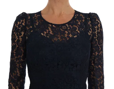 Dolce & Gabbana Elegant Floral Lace A-line Dress In Black