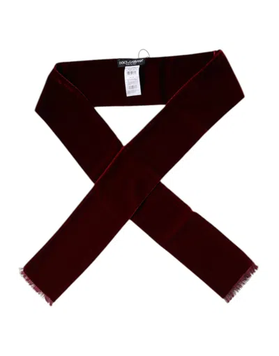 Dolce & Gabbana Bordeaux Cotton Silk Fringe Shawl Wrap Women's Scarf In Burgundy