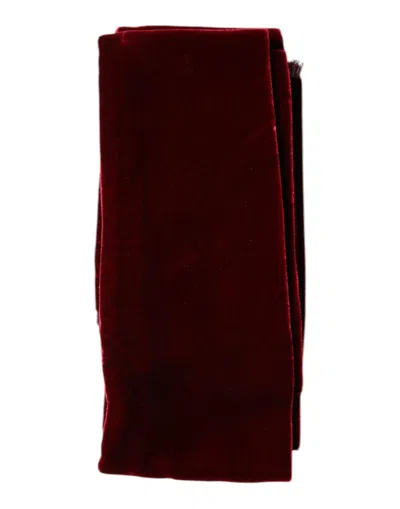 Dolce & Gabbana Bordeaux Cotton Silk Fringe Shawl Wrap Women's Scarf In Burgundy