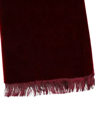 Dolce & Gabbana Bordeaux Cotton Silk Fringe Shawl Wrap Women's Scarf In Burgundy