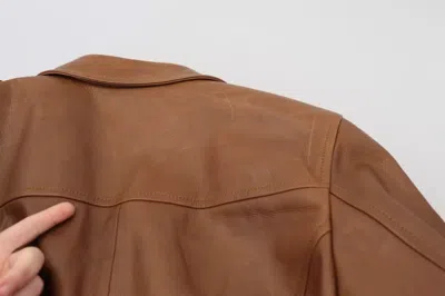 Pre-owned Dolce & Gabbana Brown Calfskin Leather Button Down Men's Jacket ()