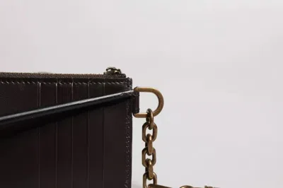 Pre-owned Dolce & Gabbana Brown Exotic Leather Dg Logo Card Holder Men's Wallet ()