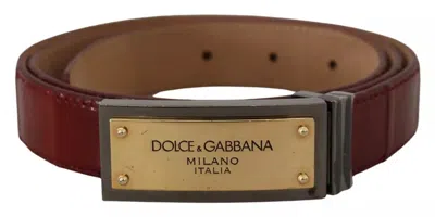 Pre-owned Dolce & Gabbana Brown Leather Gold Engraved Metal Buckle Women's Belt ()