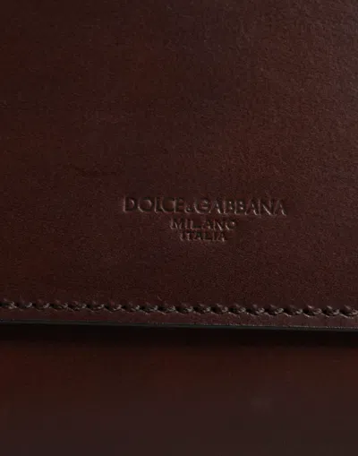 Pre-owned Dolce & Gabbana Brown Leather Logo Embossed Crossbody Women's Bag ()