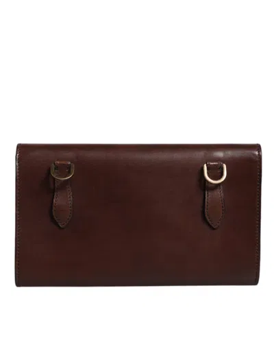 Pre-owned Dolce & Gabbana Brown Leather Logo Embossed Crossbody Women's Bag ()