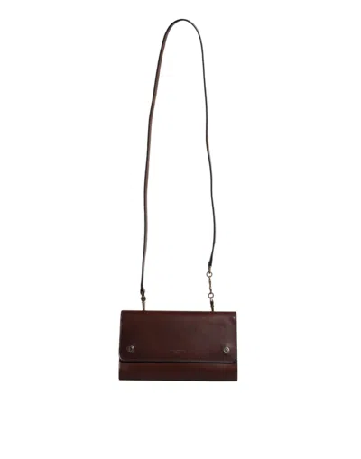 Pre-owned Dolce & Gabbana Brown Leather Logo Embossed Crossbody Women's Bag ()