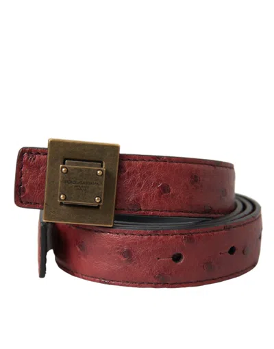 Dolce & Gabbana Brown Leather Square Metal Buckle Women's Belt In Brown