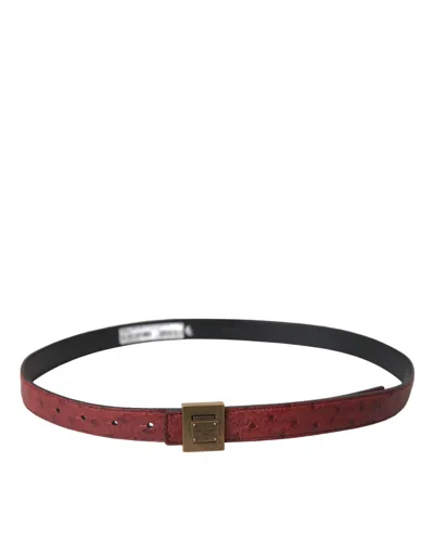 Dolce & Gabbana Brown Leather Square Metal Buckle Women's Belt In Brown