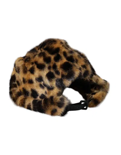 Dolce & Gabbana Brown Leopard Fur Women Bucket Women's Hat In Brown