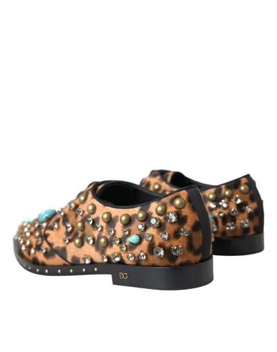 Dolce & Gabbana Brown Leopard Hair Crystal Dress Broque Women's Shoes In Animal Print