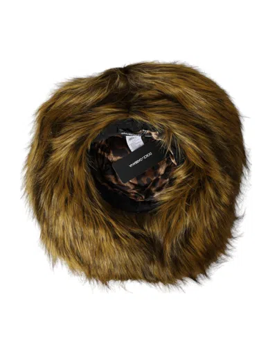 Dolce & Gabbana Brown Modacrylic Faux Fur Bucket Women's Hat In Brown