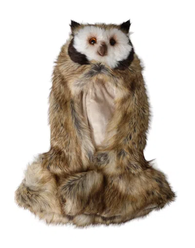 Dolce & Gabbana Brown Owl Faux Fur Whole Head Cap Women's Hat In Brown