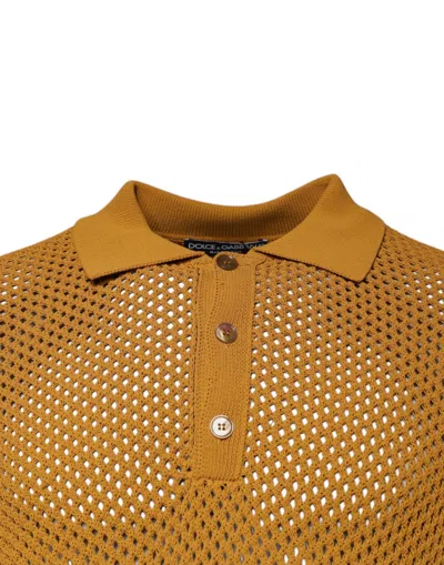Pre-owned Dolce & Gabbana Brown Perforated Collared Short Sleeves Men's T-shirt ()
