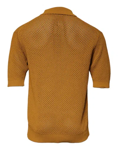 Pre-owned Dolce & Gabbana Brown Perforated Collared Short Sleeves Men's T-shirt ()