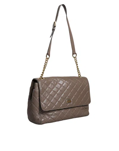 Pre-owned Dolce & Gabbana Brown Quilted Leather Shoulder Purse Satchel Women's Bag ()