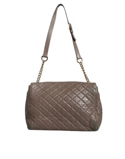 Pre-owned Dolce & Gabbana Brown Quilted Leather Shoulder Purse Satchel Women's Bag ()