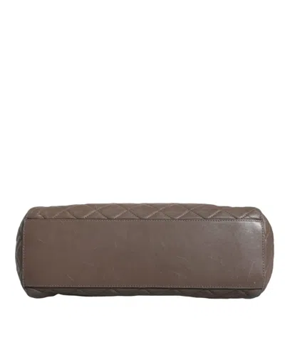 Pre-owned Dolce & Gabbana Brown Quilted Leather Shoulder Purse Satchel Women's Bag ()